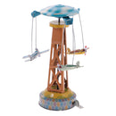 Vintage Wind Up Spining Plane Tower Clockwork Classic Tin Toy Party Favor