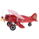 Red Wind Up Clockwork Army Aircraft Tin Toy Collectible Gift Home Decor