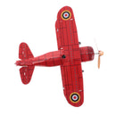 Red Wind Up Clockwork Army Aircraft Tin Toy Collectible Gift Home Decor