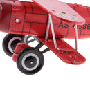 Red Wind Up Clockwork Army Aircraft Tin Toy Collectible Gift Home Decor