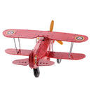 Red Wind Up Clockwork Army Aircraft Tin Toy Collectible Gift Home Decor