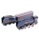 Blue Classic Train Model Collectible Clockwork Wind Up Tin Toy for Children