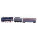 Blue Classic Train Model Collectible Clockwork Wind Up Tin Toy for Children
