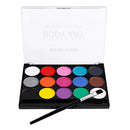 Professional 15 Colors Water Based Face & Body Paint +1 Brushes Party Makeup