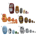 6 Pieces Hand Painted Owl Animal Wooden Russian Nesting Dolls Matryoshka Toy