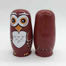 6 Pieces Hand Painted Owl Animal Wooden Russian Nesting Dolls Matryoshka Toy
