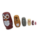 6 Pieces Hand Painted Owl Animal Wooden Russian Nesting Dolls Matryoshka Toy