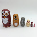 6 Pieces Hand Painted Owl Animal Wooden Russian Nesting Dolls Matryoshka Toy