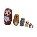 6 Pieces Hand Painted Owl Animal Wooden Russian Nesting Dolls Matryoshka Toy