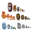 6 Pieces Hand Painted Owl Animal Wooden Russian Nesting Dolls Matryoshka Toy