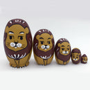 Pack of 5 Pieces Cute Exquisite Hand Painted Lion Wooden Nesting Dolls Animal Matryoshka Russian Doll Gift