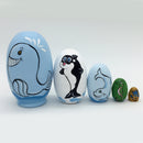 5 Pieces Hand Painted Dolphin Wooden Russian Nesting Dolls Matryoshka Toy