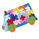 26 Pieces Wood A-Z Alphabet Number Jigsaw Puzzle Various Patterns Colorful Block Kids Educational Preschool Toy Ambulance