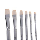 6PCS Flats Artists Paint Brushes Set Silver Short Handle Wood Nylon Hair Art & Craft