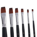 6PCS Flats Artists Paint Brushes Set Dark Blue Short Handle Wood Nylon Hair Art & Craft