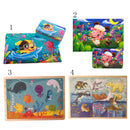 Wood Puzzle Jigsaw 60 Pieces Dog Cartoon Number Cognitive Kids Parents Interactive Games with Iron Box