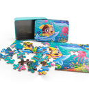 Wood Puzzle Jigsaw 60 Pieces Dog Cartoon Number Cognitive Kids Parents Interactive Games with Iron Box