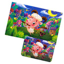 Sheep Cartoon Wood Puzzle Jigsaw 60 Pieces Preschool Educational Hands-on Puzzle Toy Indoor Outdoor Games with Iron Box