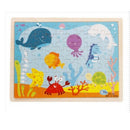 Ocean Animals Cartoon Wood Puzzle Jigsaw 60 Pieces Preschool Educational Hands-on Puzzle Toy Indoor Outdoor Games with Board