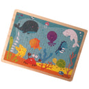 Ocean Animals Cartoon Wood Puzzle Jigsaw 60 Pieces Preschool Educational Hands-on Puzzle Toy Indoor Outdoor Games with Board