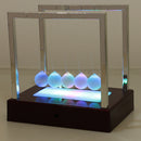 LED Light up Newton's Cradle Balance Balls Science Psychology Desk Toy Home Office Decoration Red Base 5.9x4.5x6.1in