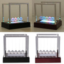 LED Light up Newton's Cradle Balance Balls Science Psychology Desk Toy Home Office Decoration Red Base 5.9x4.5x6.1in