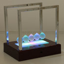 LED Light up Newton's Cradle Balance Balls Science Psychology Desk Toy Home Office Decoration Red Base 5.9x4.5x6.1in