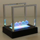 LED Light up Newton's Cradle Balance Balls Science Psychology Desk Toy Home Office Decoration Black Base 5.9x4.5x6.1in