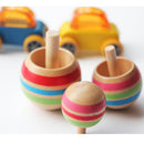 3 Pieces Wooden Colorful Spinning Top Rotating Gyro Kids Children Wooden Classic Tops Science Turn Upside Down Wooden Gyro Party Toys Educational Toys