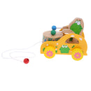Baby Kid Children Developmental Wooden Sound Bear Drum Drag Along Walker Toys
