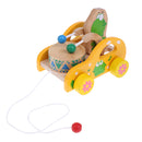 Baby Kid Children Developmental Wooden Sound Bear Drum Drag Along Walker Toys