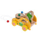 Baby Kid Children Developmental Wooden Sound Bear Drum Drag Along Walker Toys
