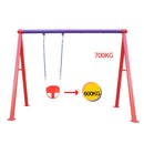 High Quality Children High Back Full Bucket Swing Seat with Metal Triangle Playground Backyard Outdoor Fun Toy Red