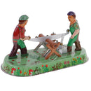 Novelty Retro Farmers Sawmilling Windup Toy Clockwork Metal Tin Collectibles