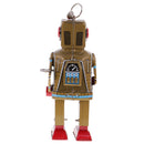 Gold Retro Wind Up Mechanical Robot Clockwork Tin Toy for Kid Children Adult