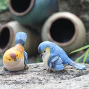 Resin 3'' Blue Bird Figurines Home Garden Ornament Decor - Assorted Set of 2