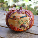 Hand Painted Vivid Orange Pumpkin Figurine For Backyard Lawn or Garden Decor 6.3inch