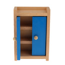 Wooden Dollhouse Miniature Accessories Blue Bedoom Furniture Set Kids Toys
