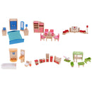 Wooden Dollhouse Miniature Accessories Blue Bedoom Furniture Set Kids Toys