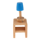 Wooden Dollhouse Miniature Accessories Blue Bedoom Furniture Set Kids Toys