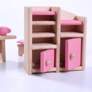 Set of 8 Pieces Pink Dollhouse Miniature Dining Room Furniture Set Kid Pretend Play Toy