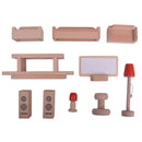 Wooden Dollhouse Miniature Accessories Red Livingroom Furniture Set Kids Toys