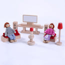 Wooden Dollhouse Miniature Accessories Red Livingroom Furniture Set Kids Toys