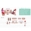 Wooden Dollhouse Miniature Accessories Red Livingroom Furniture Set Kids Toys