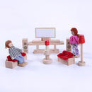 Wooden Dollhouse Miniature Accessories Red Livingroom Furniture Set Kids Toys