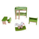 Set of 9 Pieces Green Dollhouse Miniature Nursery Room Furniture Set Kid Pretend Play Toy