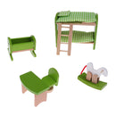 Set of 9 Pieces Green Dollhouse Miniature Nursery Room Furniture Set Kid Pretend Play Toy
