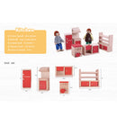 Set of 5 Pieces Red Dollhouse Miniature Kitchen Furniture Set Kid Pretend Play Toy