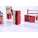 Set of 5 Pieces Red Dollhouse Miniature Kitchen Furniture Set Kid Pretend Play Toy