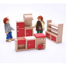 Set of 5 Pieces Red Dollhouse Miniature Kitchen Furniture Set Kid Pretend Play Toy